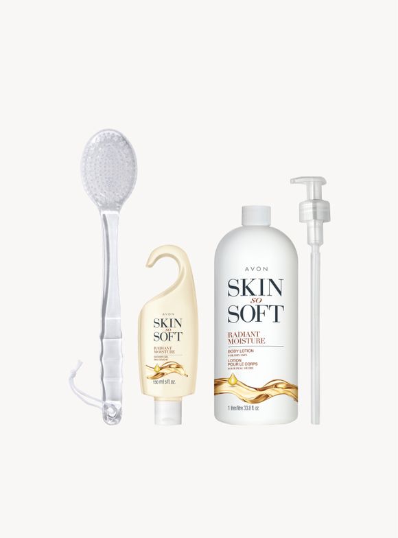Skin So Soft Radiant Moisture & Shower Brush Bath Set
